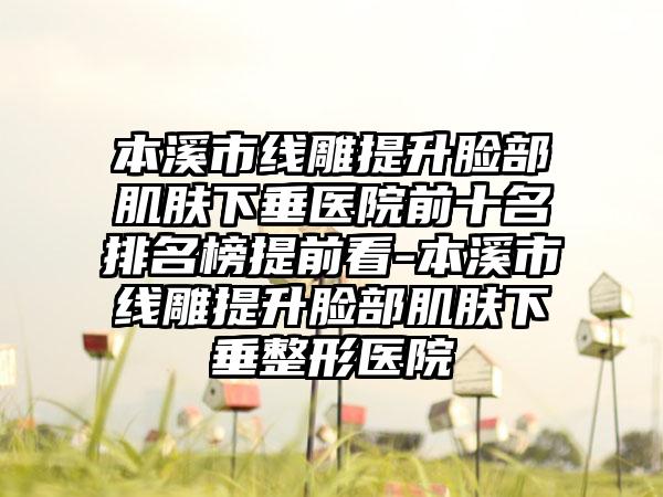 本溪市线雕提升脸部肌肤下垂医院前十名排名榜提前看-本溪市线雕提升脸部肌肤下垂整形医院