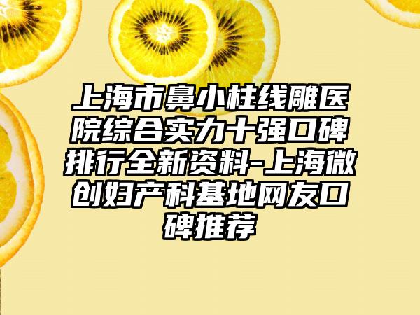 上海市鼻小柱线雕医院综合实力十强口碑排行全新资料-上海微创妇产科基地网友口碑推荐