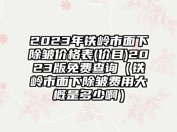 2023年铁岭市面下除皱价格表(价目)2023版免费查询（铁岭市面下除皱费用大概是多少啊）