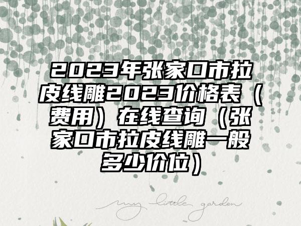 2023年张家口市拉皮线雕2023价格表（费用）在线查询（张家口市拉皮线雕一般多少价位）