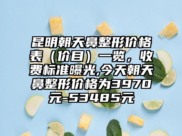 昆明朝天鼻整形价格表（价目）一览，收费标准曝光,今天朝天鼻整形价格为3970元-53485元