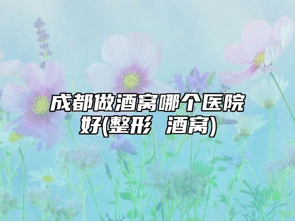 成都做酒窝哪个医院好(整形 酒窝)