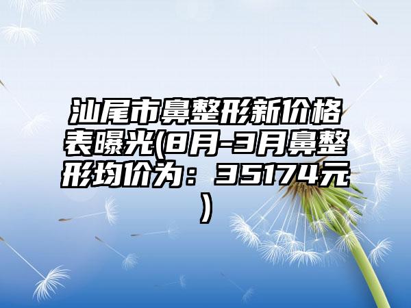 汕尾市鼻整形新价格表曝光(8月-3月鼻整形均价为：35174元)