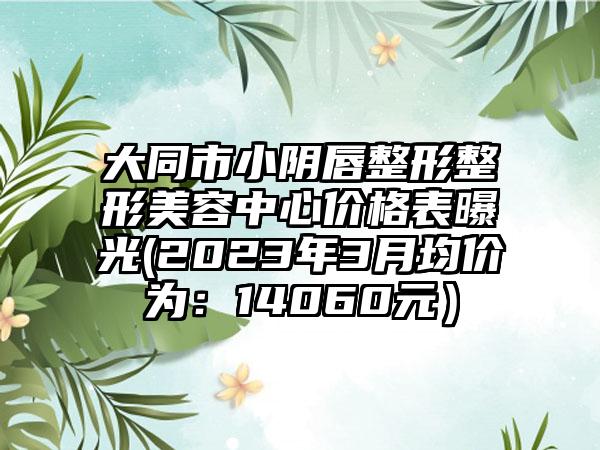 大同市小阴唇整形整形美容中心价格表曝光(2023年3月均价为：14060元）