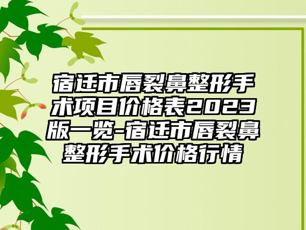 宿迁市唇裂鼻整形手术项目价格表2023版一览-宿迁市唇裂鼻整形手术价格行情