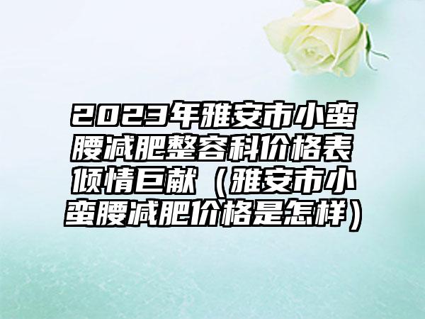 2023年雅安市小蛮腰减肥整容科价格表倾情巨献（雅安市小蛮腰减肥价格是怎样）