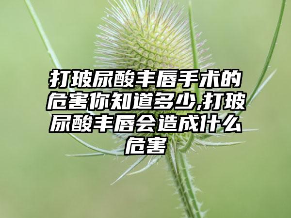 打玻尿酸丰唇手术的危害你知道多少,打玻尿酸丰唇会造成什么危害