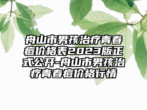 舟山市男孩治疗青春痘价格表2023版正式公开-舟山市男孩治疗青春痘价格行情